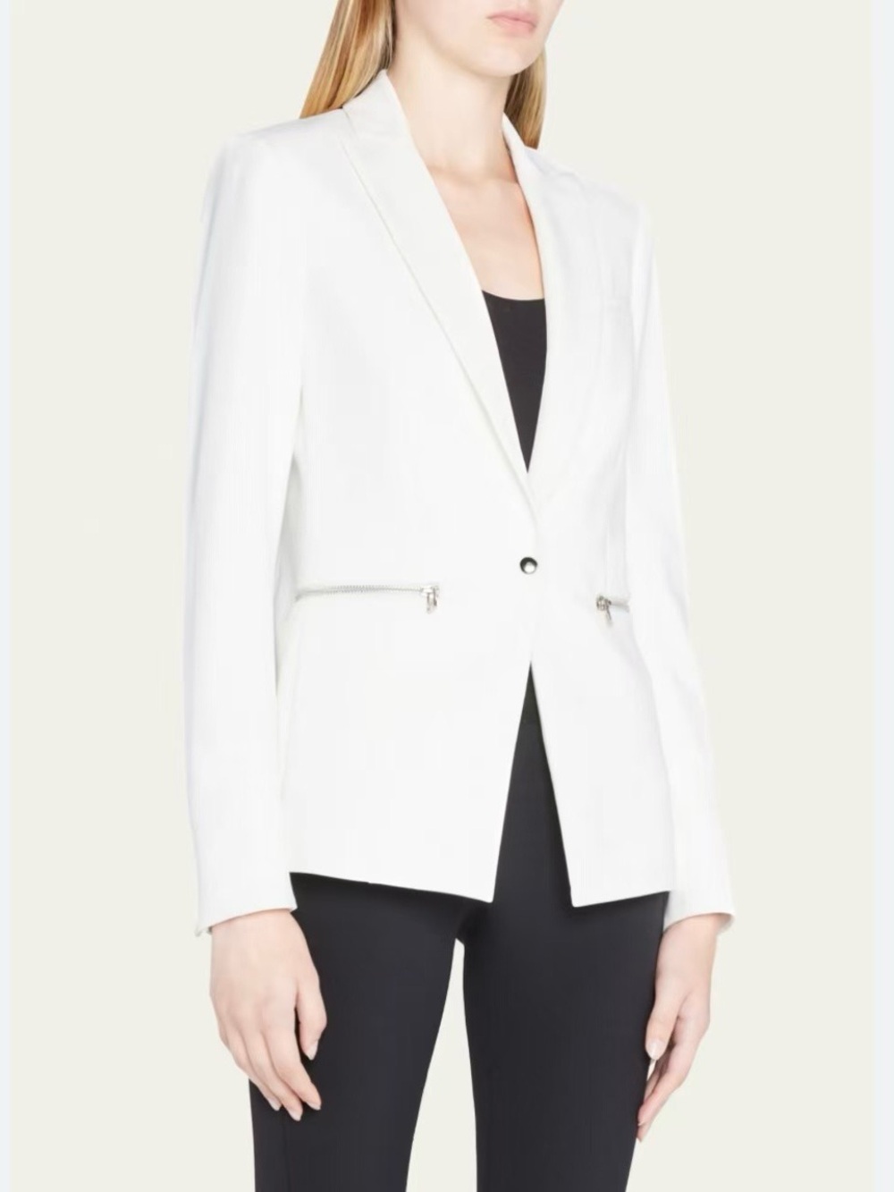 Veronica Beard White Single-Button Tailored Blazer